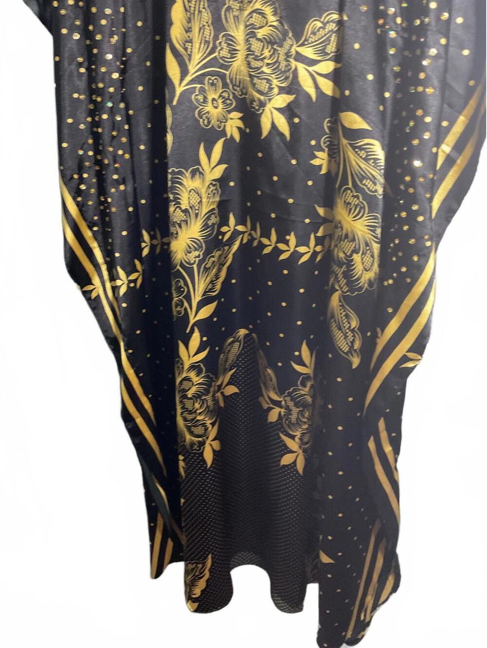 Ashro Black and Gold Floral Women's Maxi Kaftan with beading and sequins - Picture 4 of 9